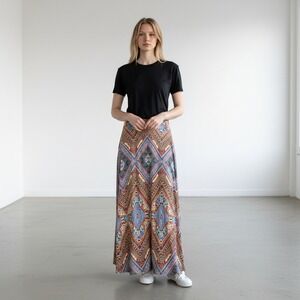 Reneec Maxi Skirt Boho Geometric Aztec Hippie Tribal Flowy Festival Medium